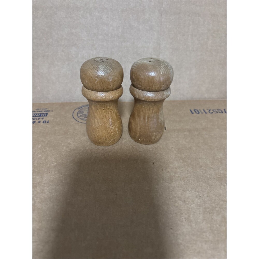 Brown Wood Salt and Pepper Shakers Aged